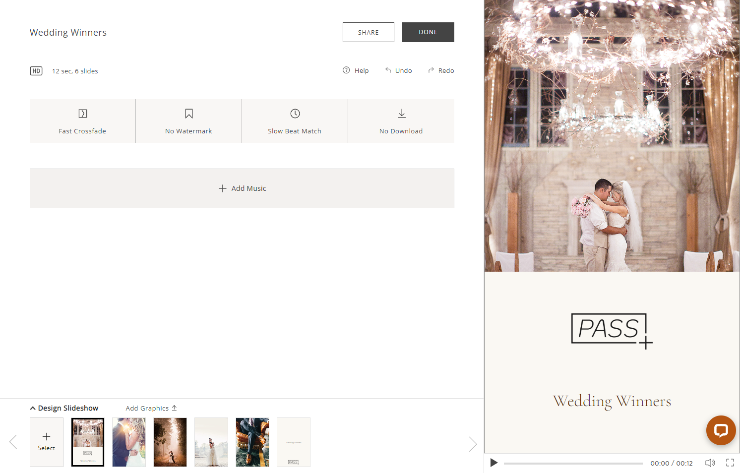 Now you can select music and design your slideshow.