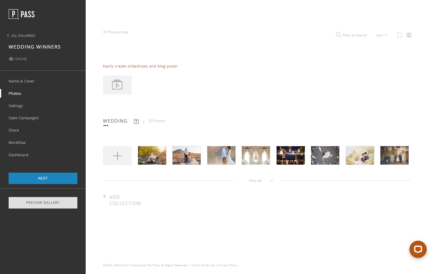 To begin, select the Photos tab in your specific project, and click + Add Collection.