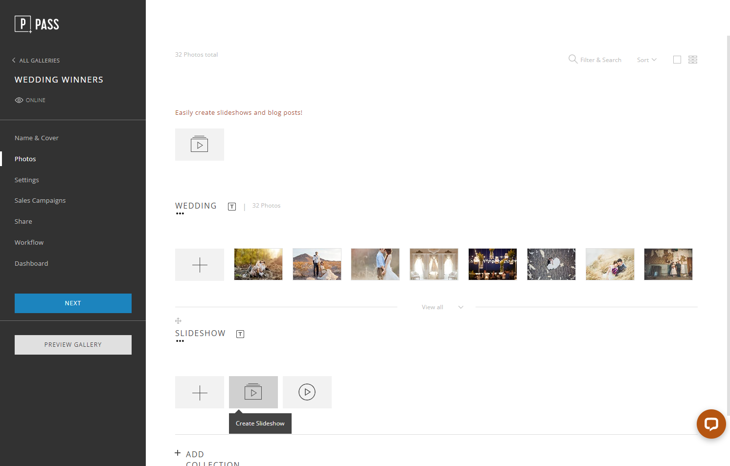 Select + Create Slideshow.