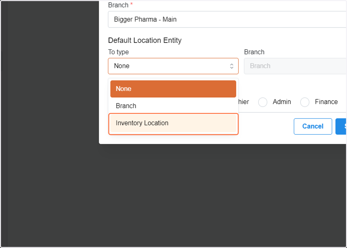 select on Inventory type