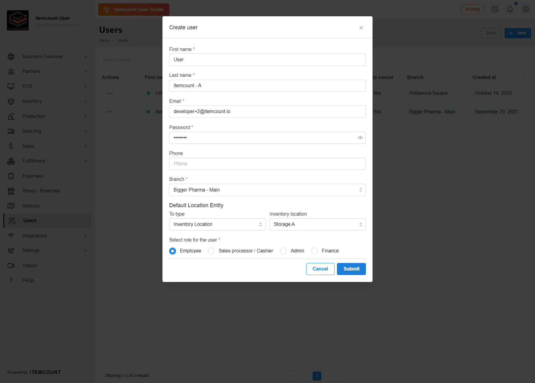 After filling in all the required fields. click the submit button