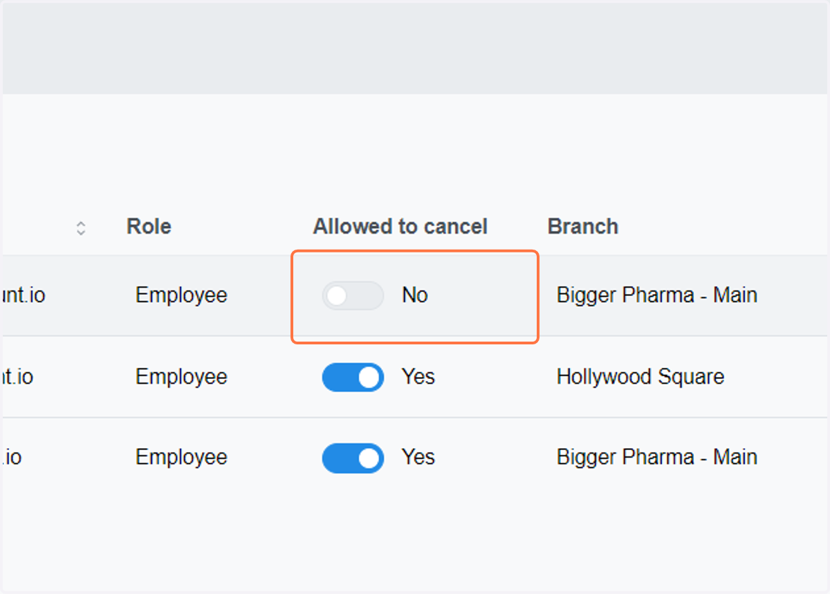 To allow this user to cancel the transaction, flip this toggle.