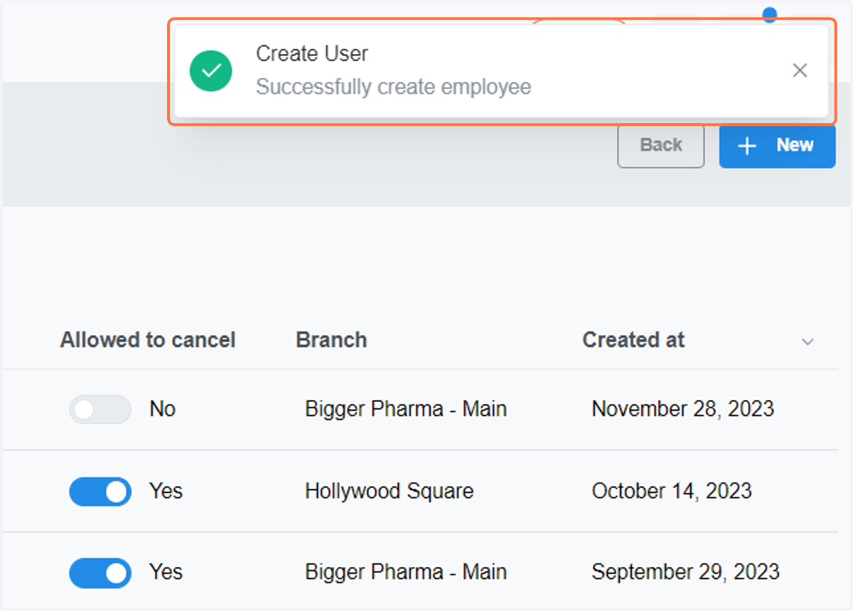 You successfully created a employee user.