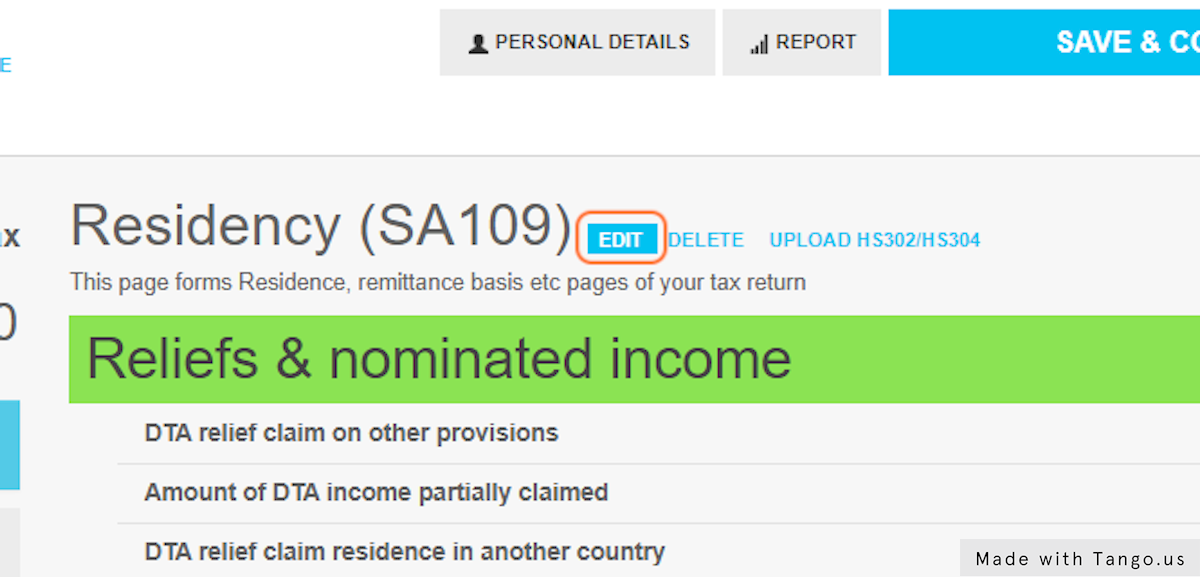 Now the Residency SA109 page has been added, press EDIT