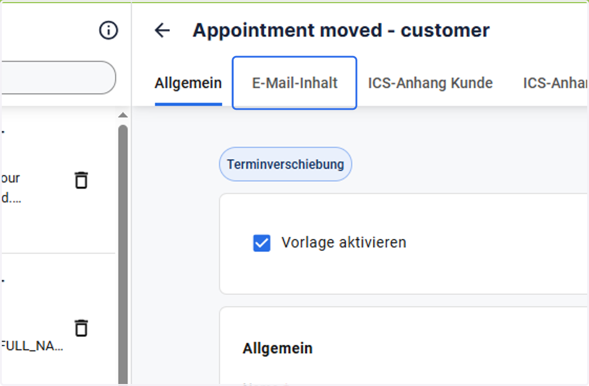 Klicken Sie nun auf die E-Mail Inhalt Tab.