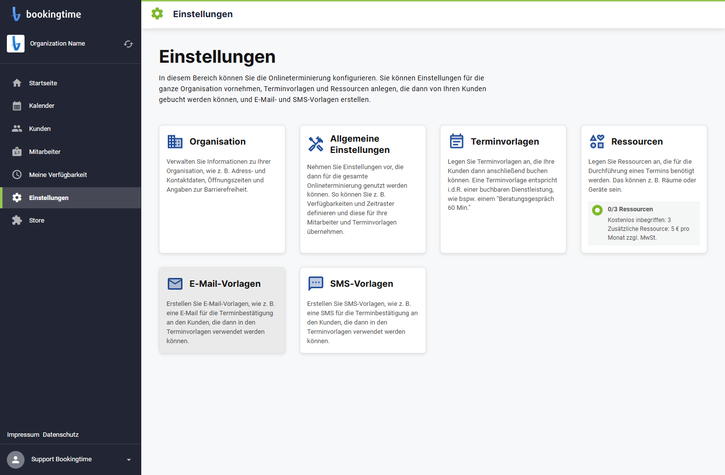Klicken Sie auf das Feld E-Mail-Vorlagen.
