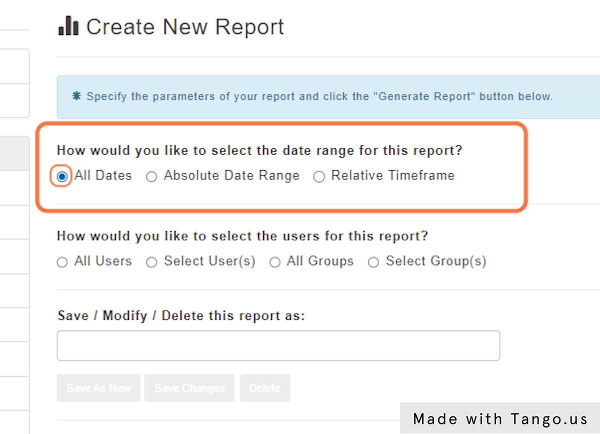 Select the Date Range of your Report