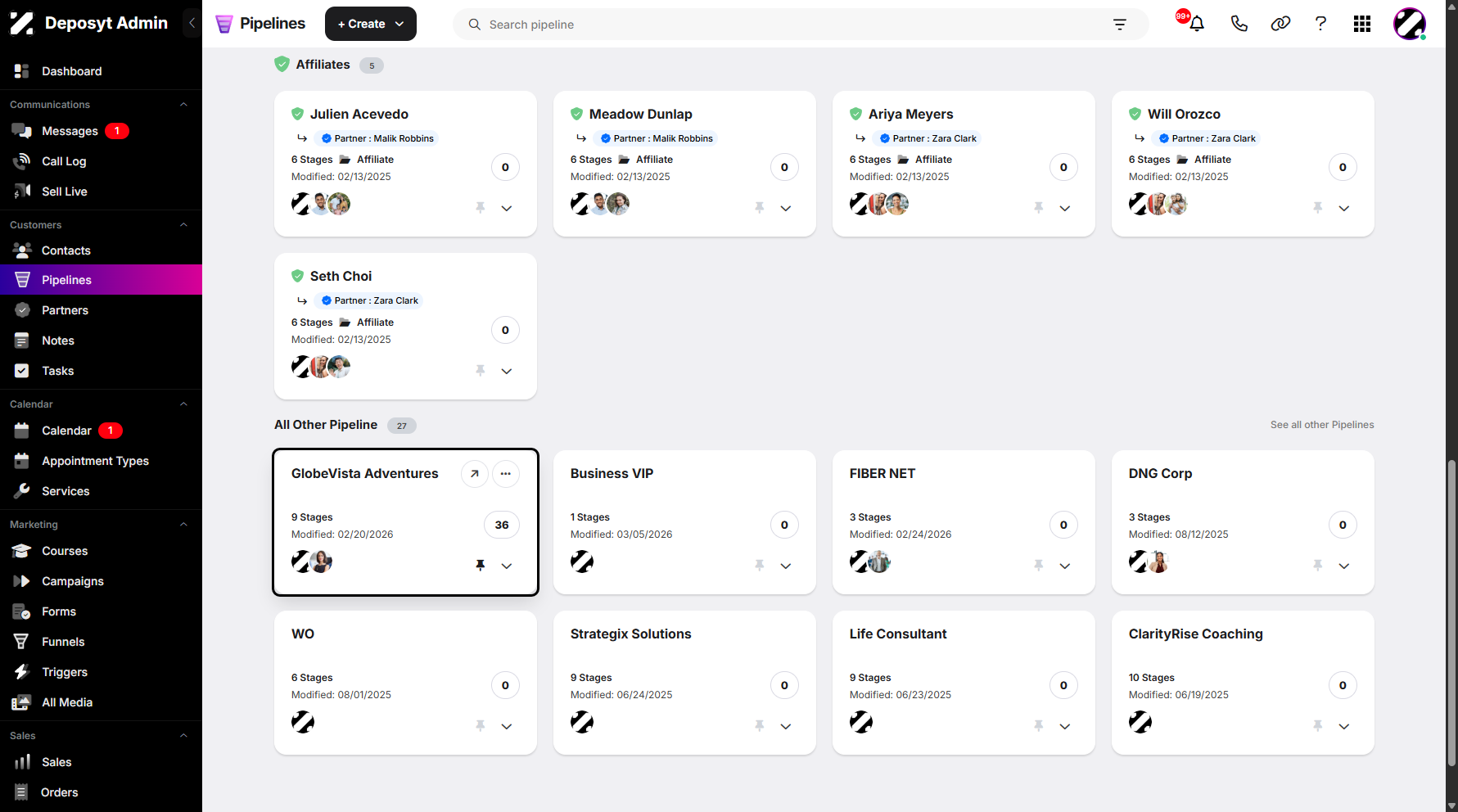 Step 3: Select a pipeline, then click on it to proceed.