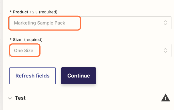 Choose Product and Size (if applicable) that you would like to be notified about an click Continue.