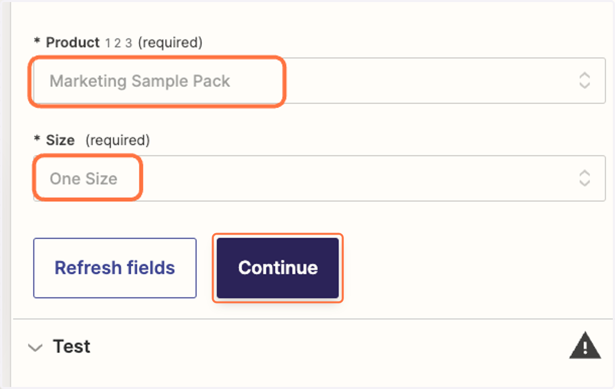 Choose Product and Size (if applicable) that you would like to be notified about an click Continue.