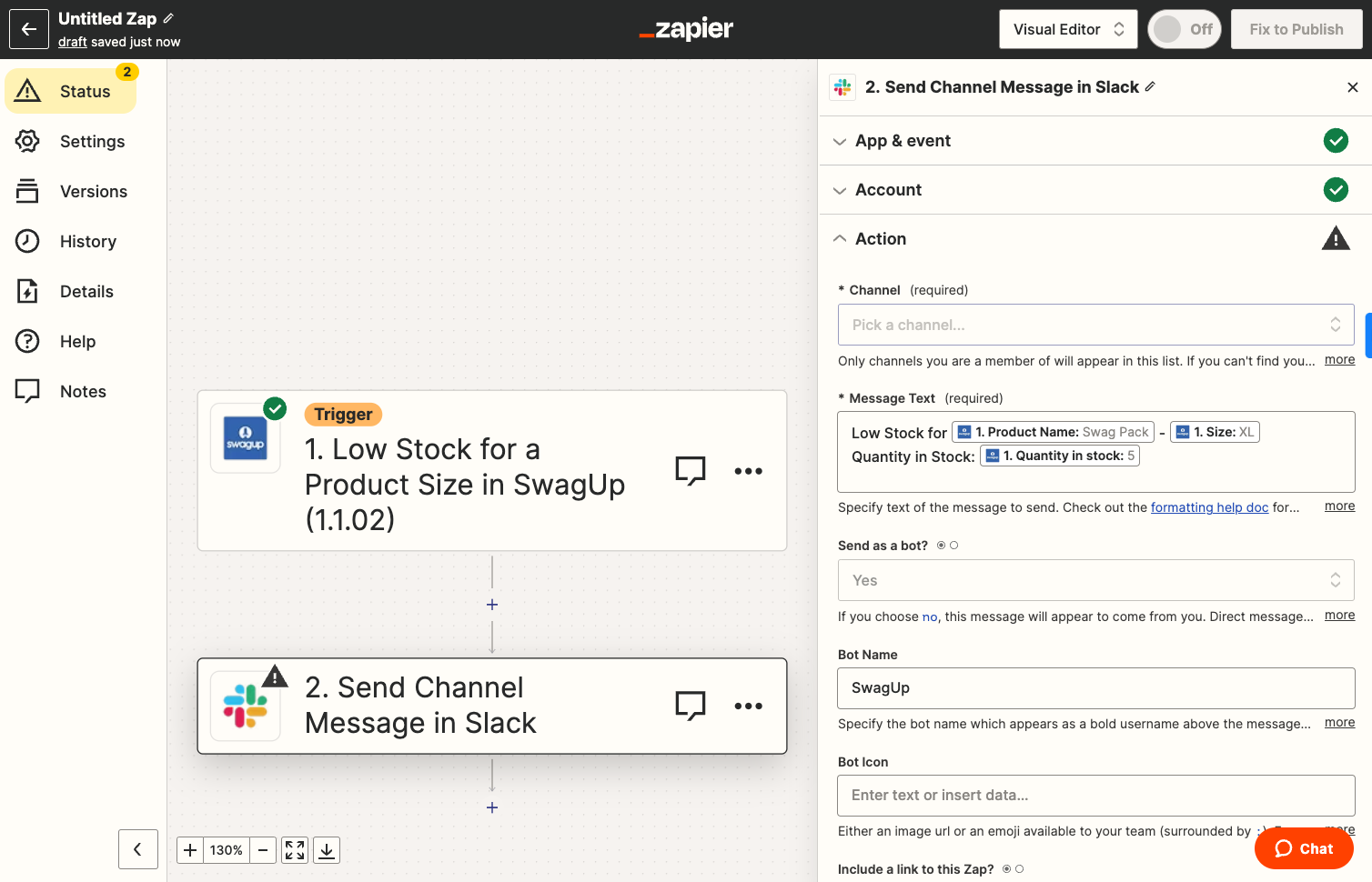 Pick the Slack channel you'd like to send notifications to.