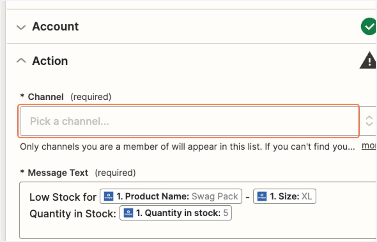 Pick the Slack channel you'd like to send notifications to.