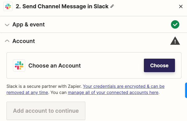 Choose the Slack account you'd like to connect.