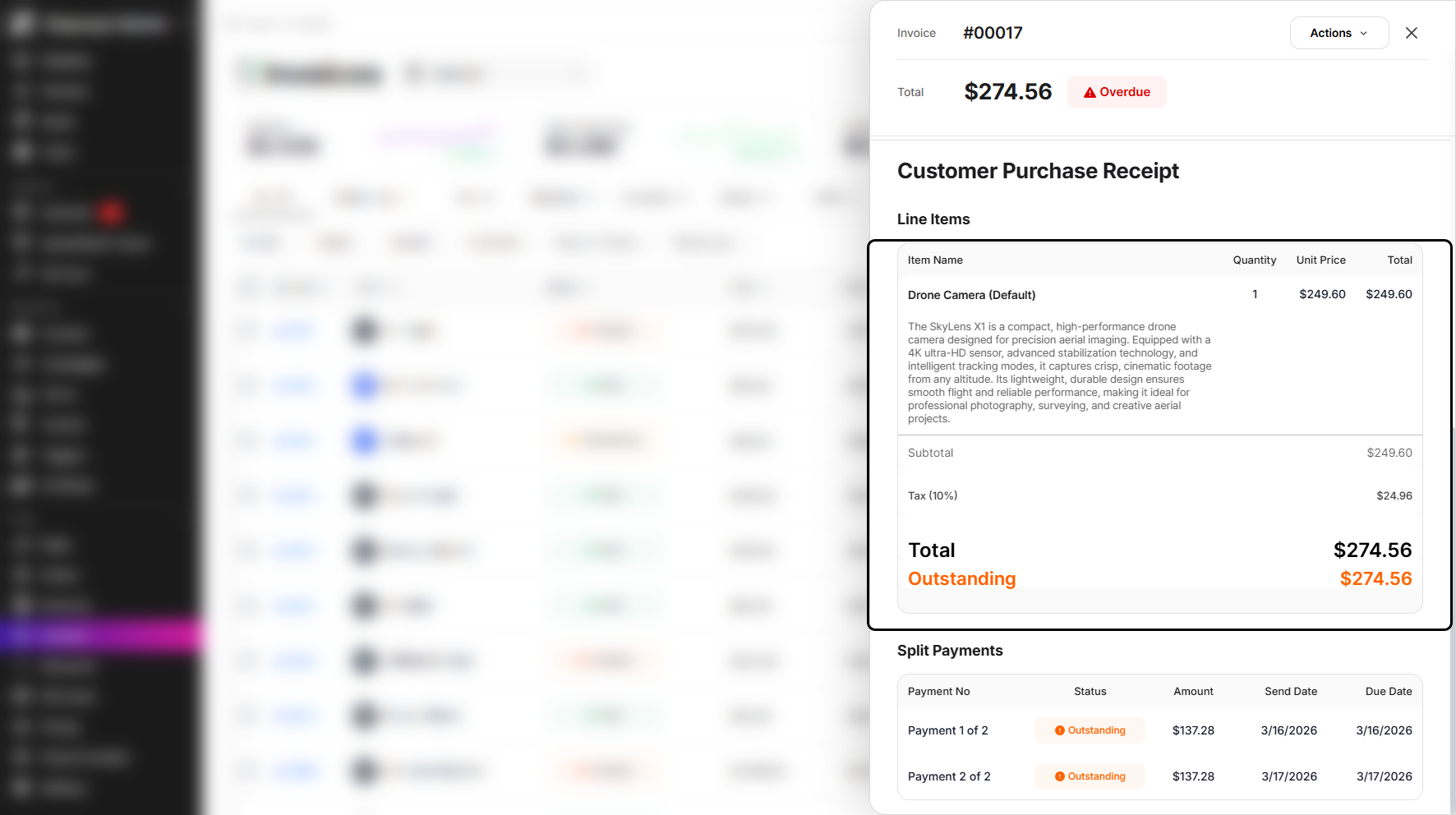 Step 5: You can also view the invoice line items and the total amount.
