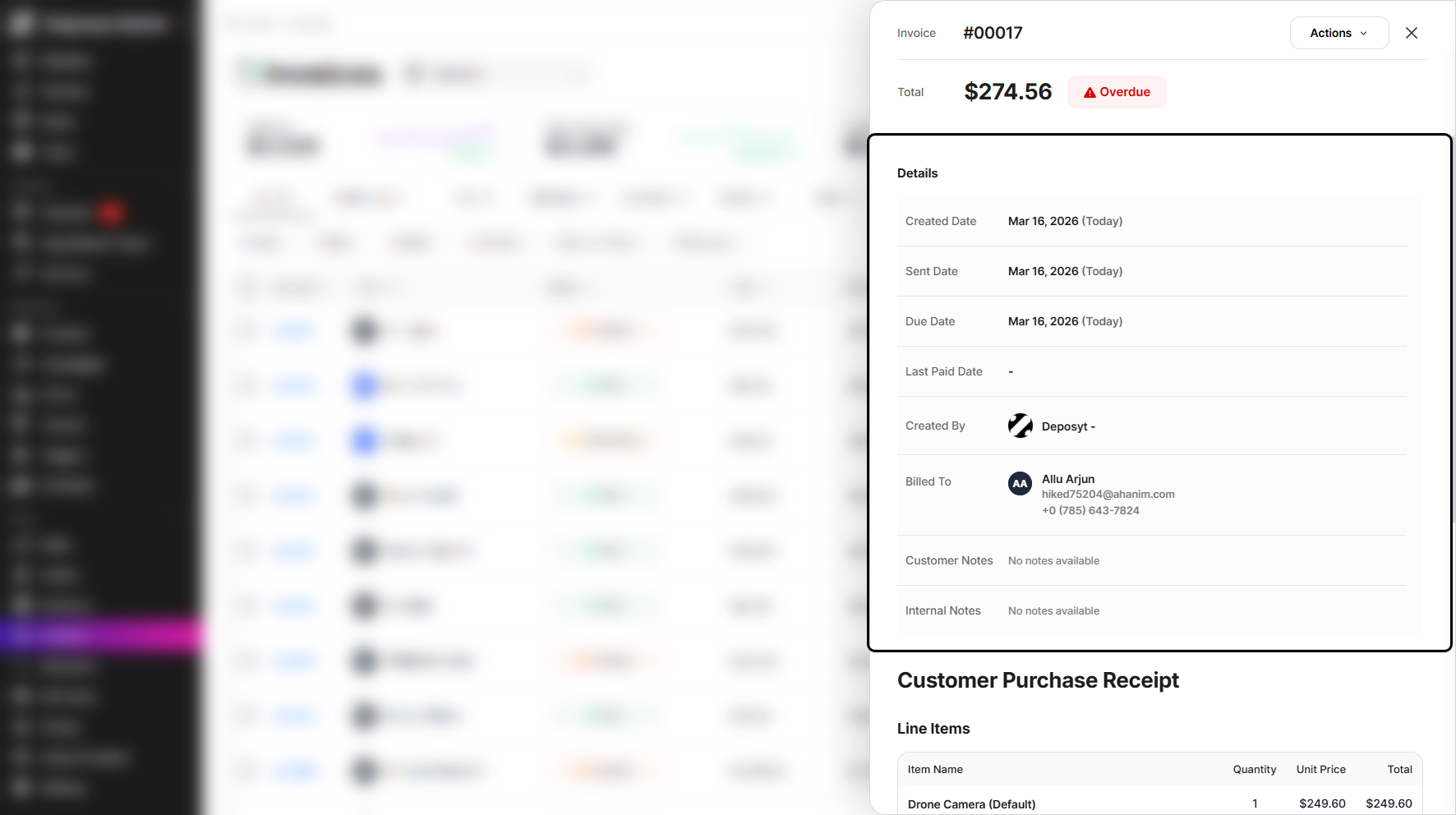 Step 4: A pop-up window will appear, where you can now view the invoice details.