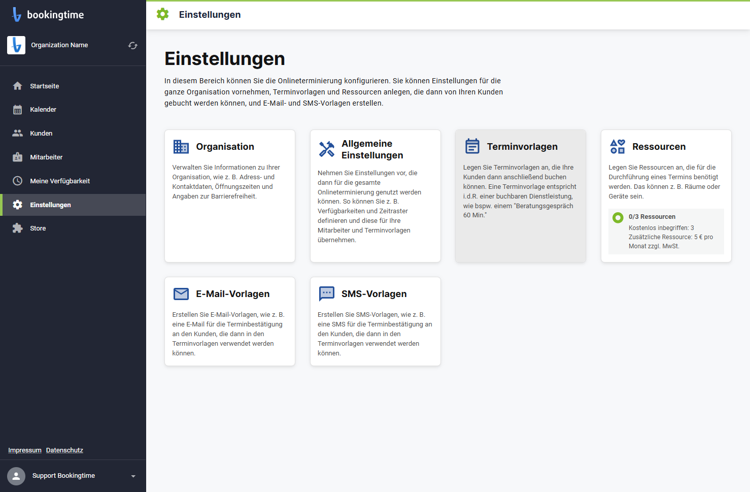 Klicken Sie auf Terminvorlagen