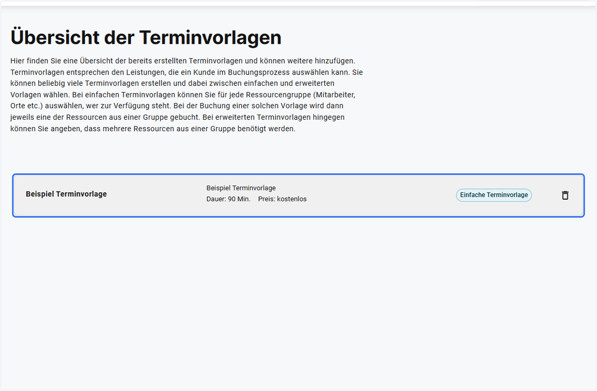 Wählen Sie eine Terminvorlage aus