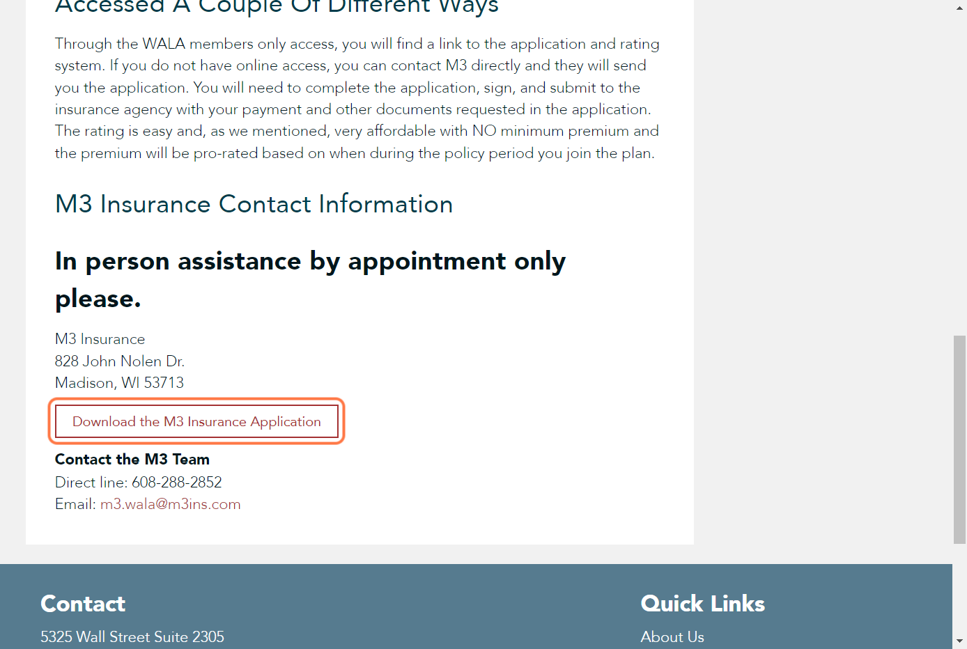Click on Download the M3 Insurance Application