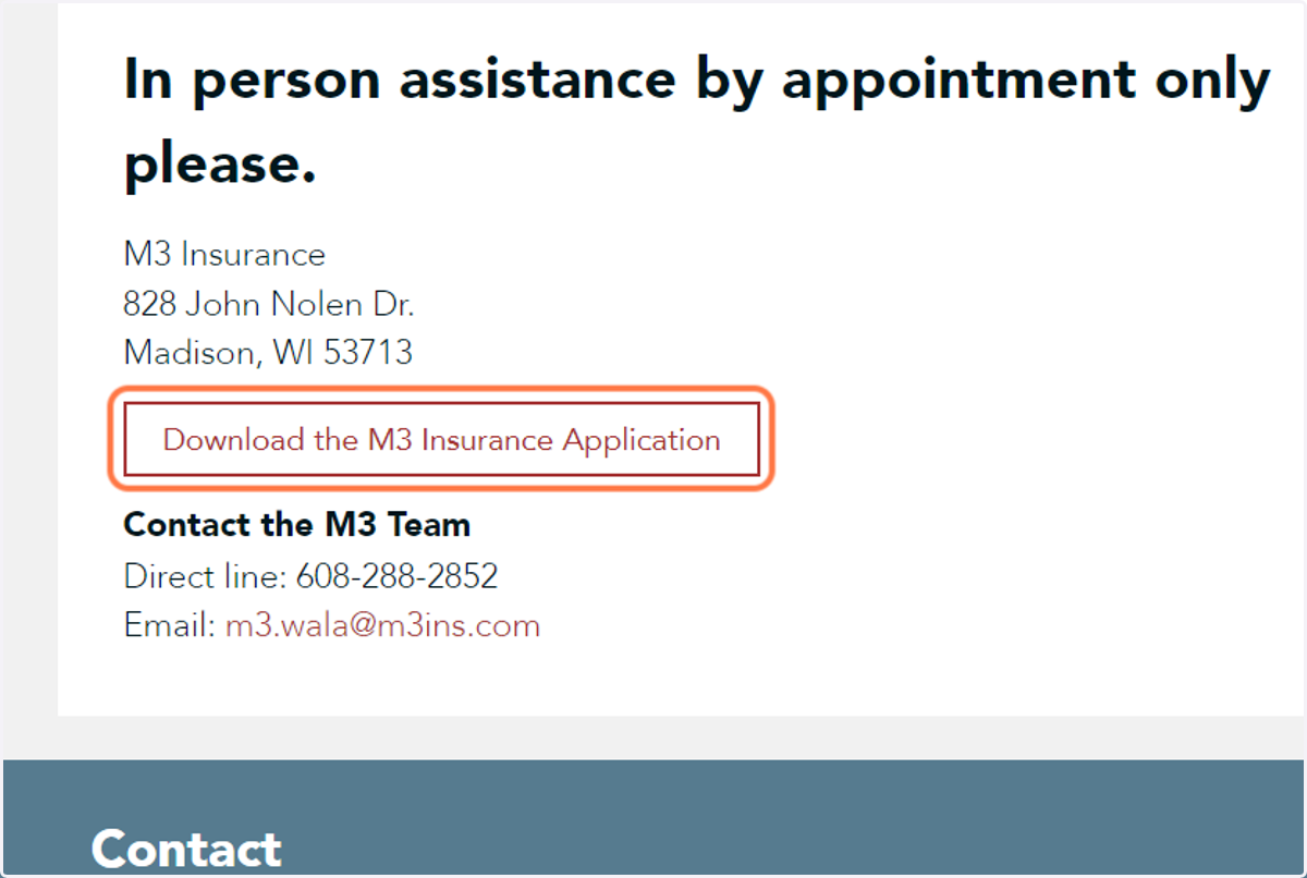 Click on Download the M3 Insurance Application