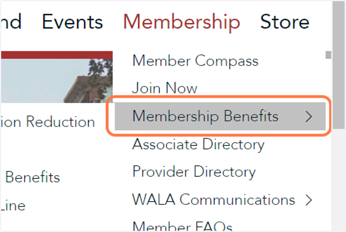 Hover over Membership Benefits