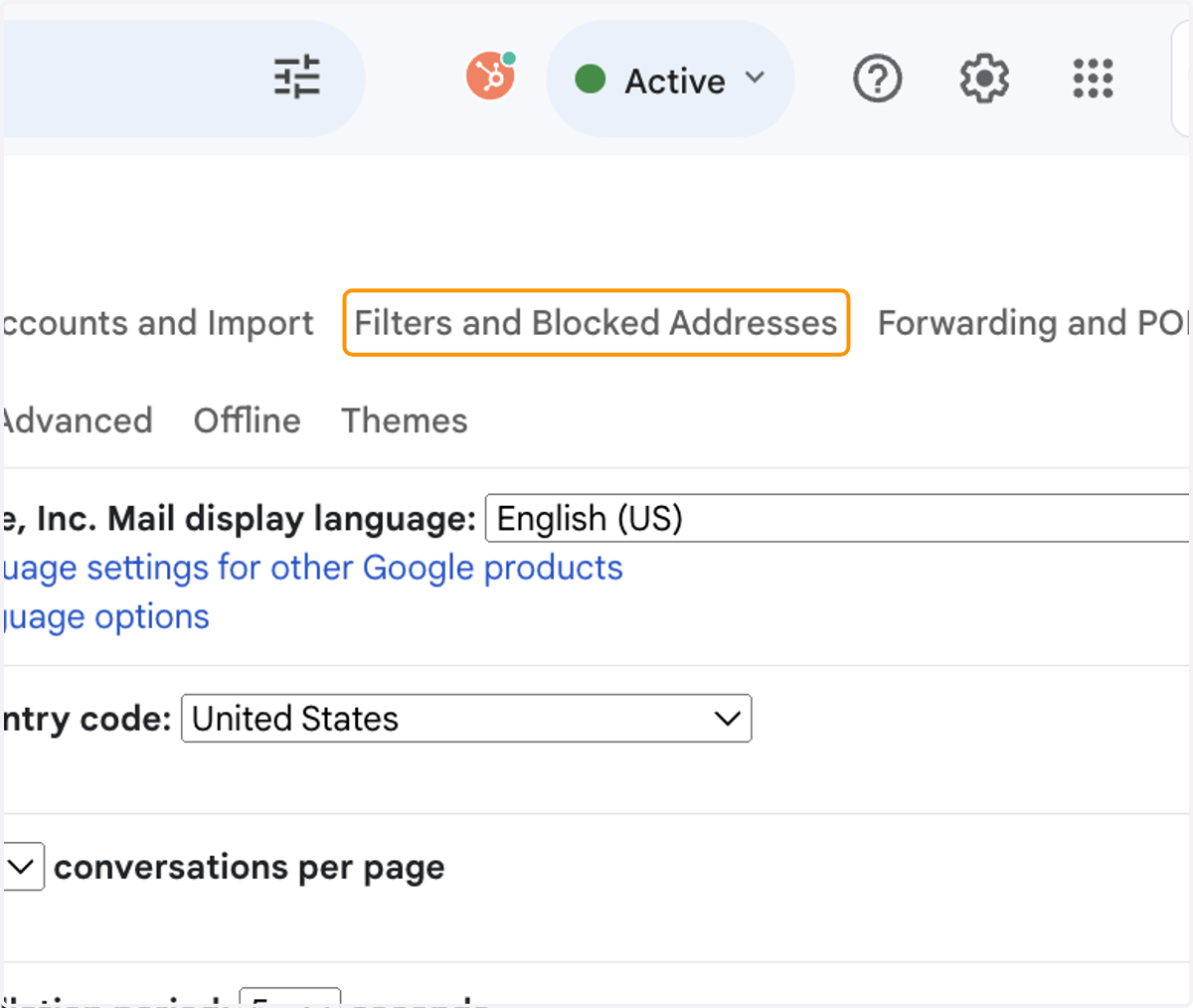 Click on Filters and Blocked Addresses