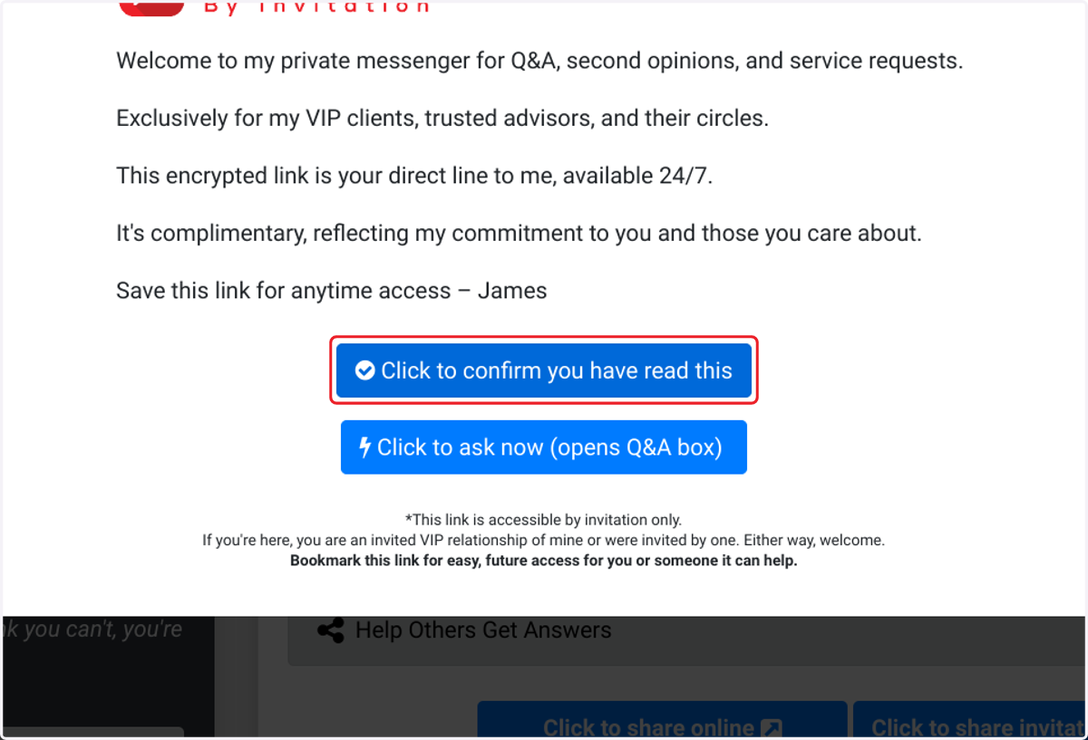 Click on Click to confirm you have read this