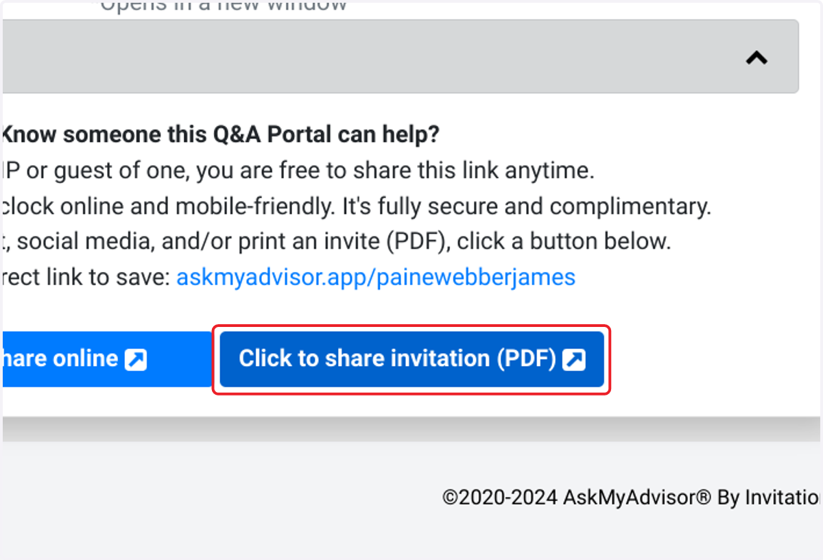 Click on Click to share invitation (PDF)
