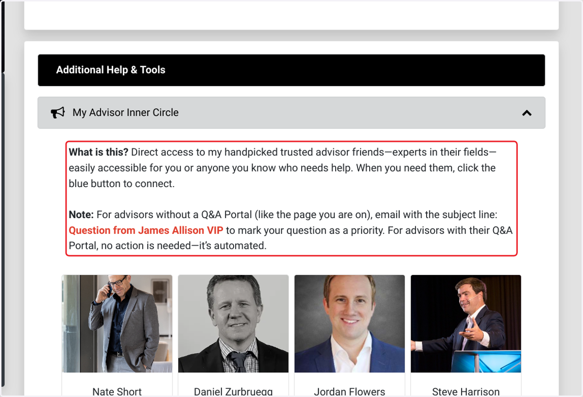Click on What is this? Direct access to my handpicked trusted advisor friends—experts in their fields—easily accessible for you or anyone you know who needs help. When you need them, click the blue button to connect.…