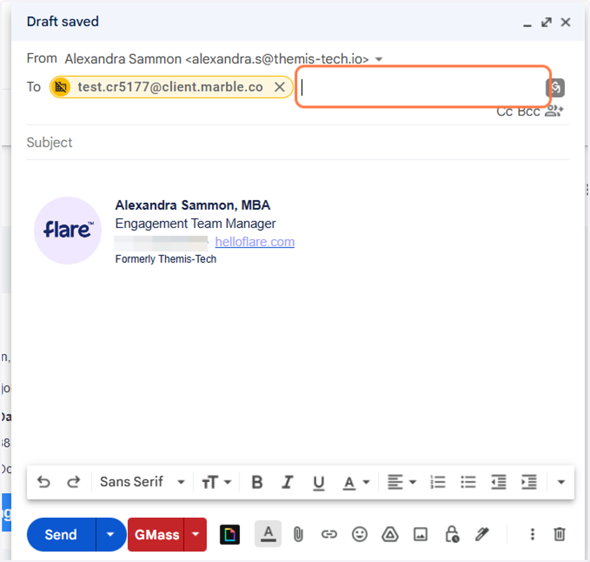 Paste the client's marble email address into the "To:" field of your email!