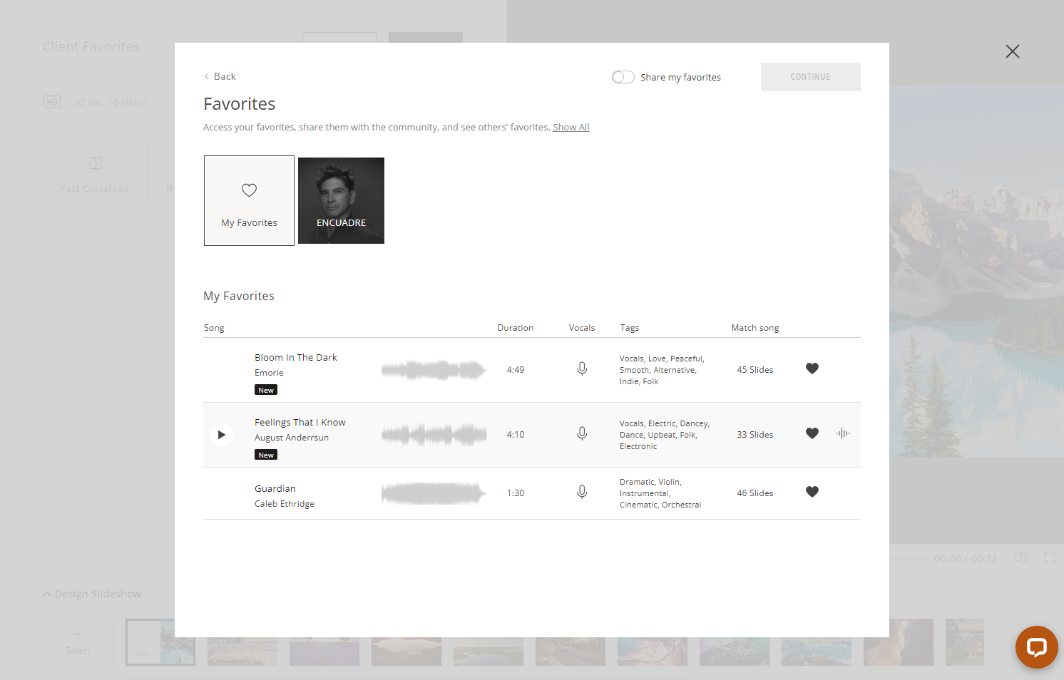 Click on the track thumbnail to begin playing.