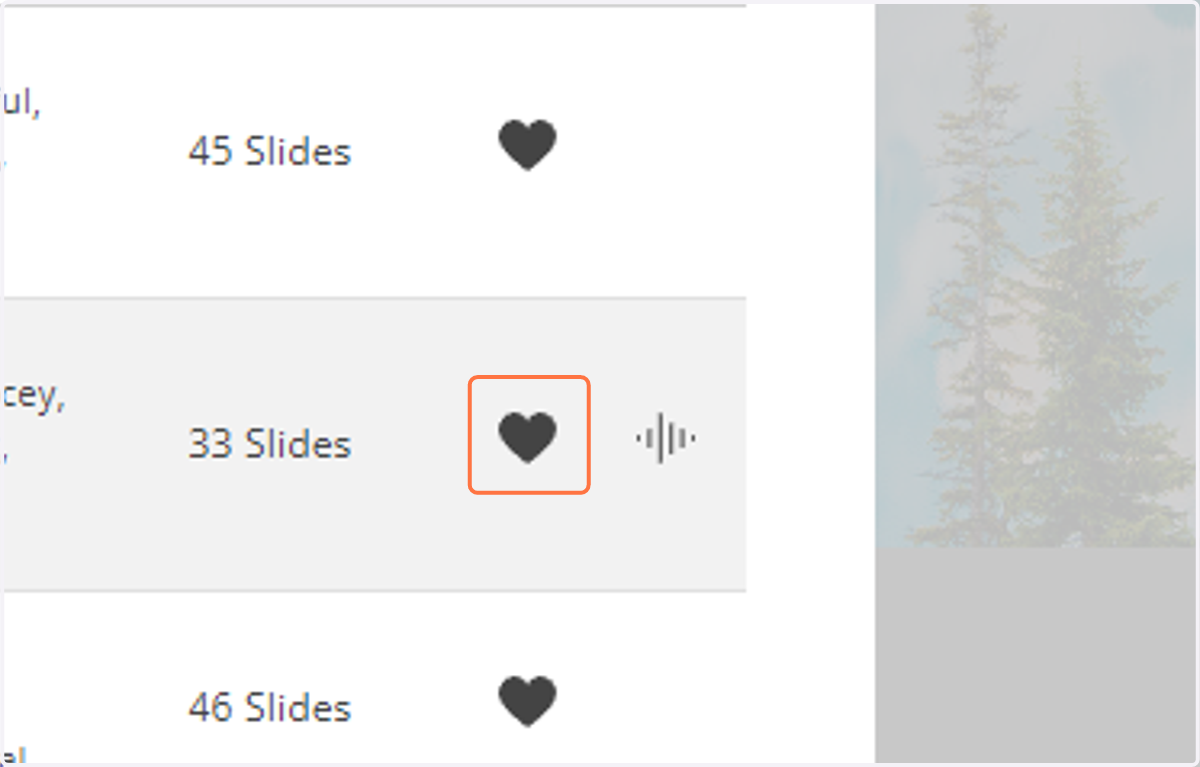 You can also click on the heart icon to add the track to your favorites list.