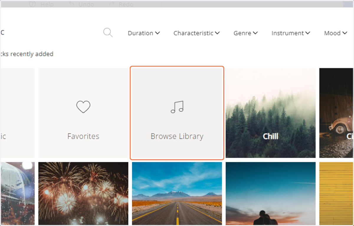 And you can browse the whole music library.