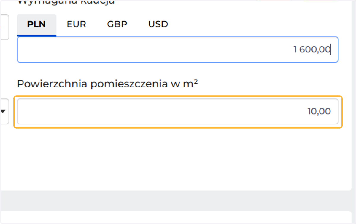 Uzupełnij powierzchnię pomieszczenia