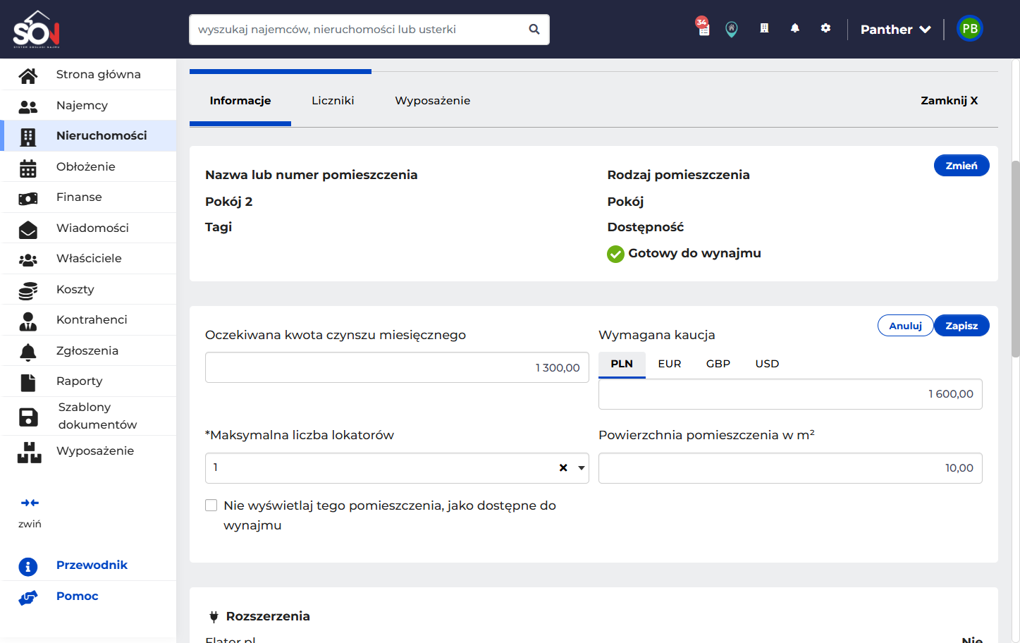 Wpisz oczekiwaną kwotę czynszu