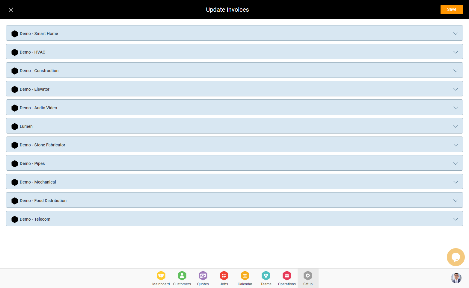 Select an invoice you want to add appendix to