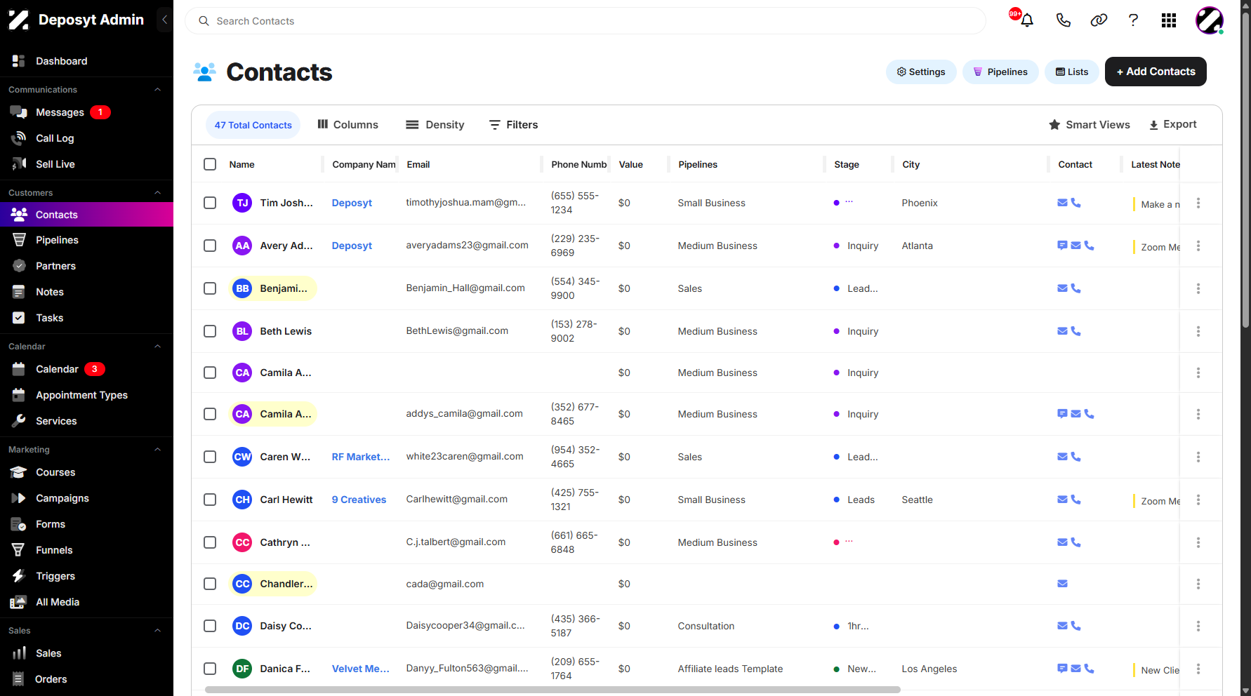 Step 2: You will be navigated to the Contacts.