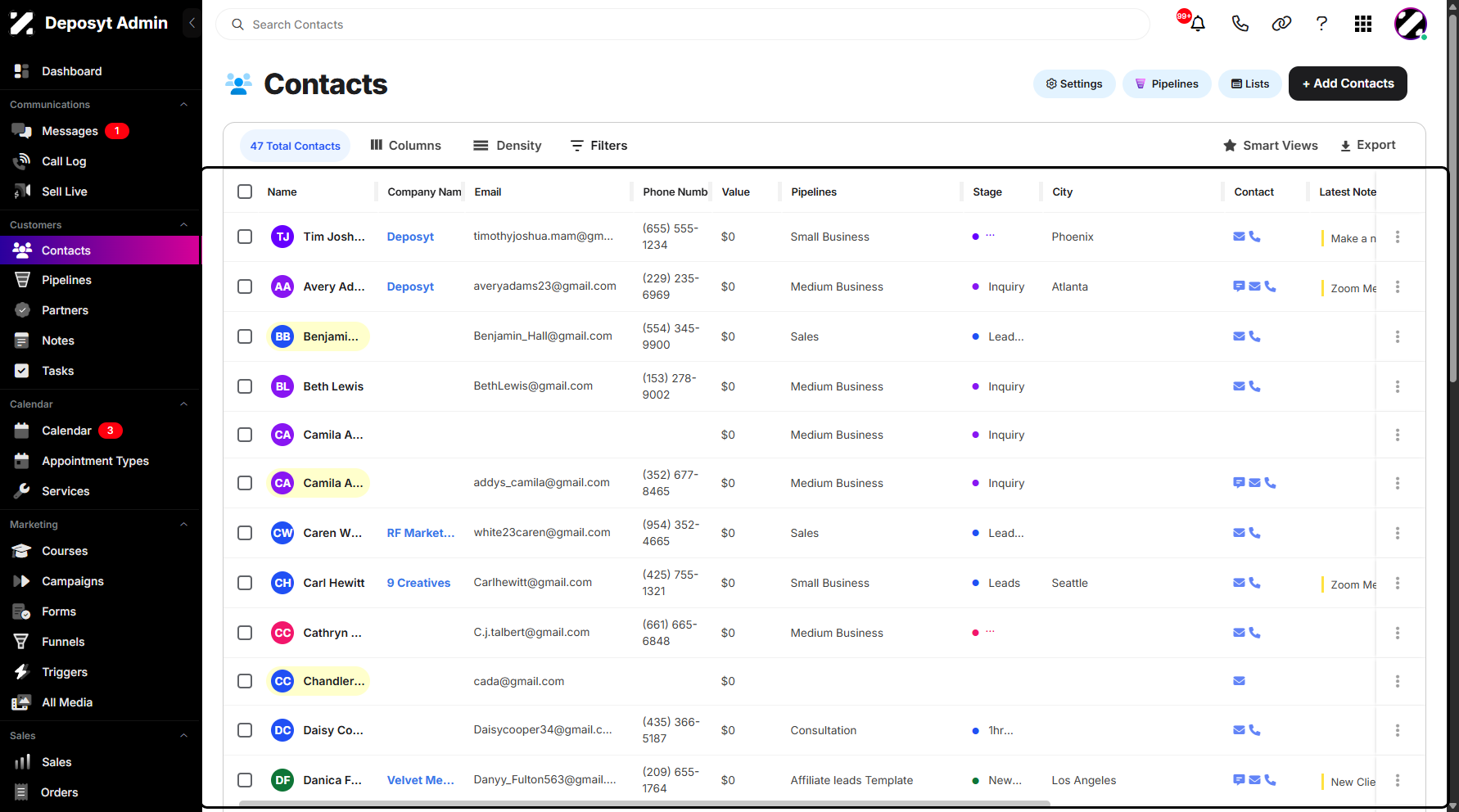 Step 2: You will be navigated to the Contacts.
