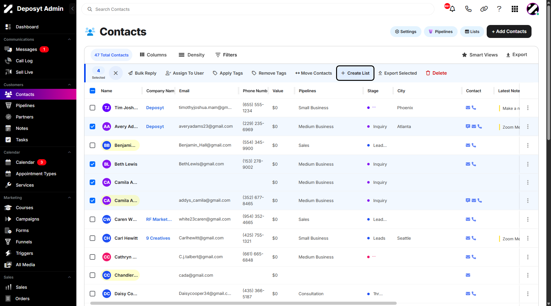 Step 5: Click on Create List to proceed.