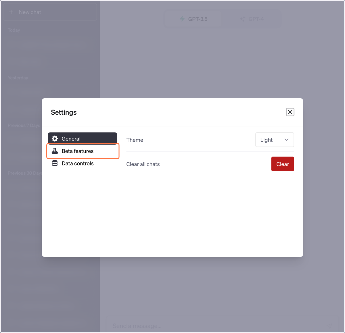 Click on Beta features