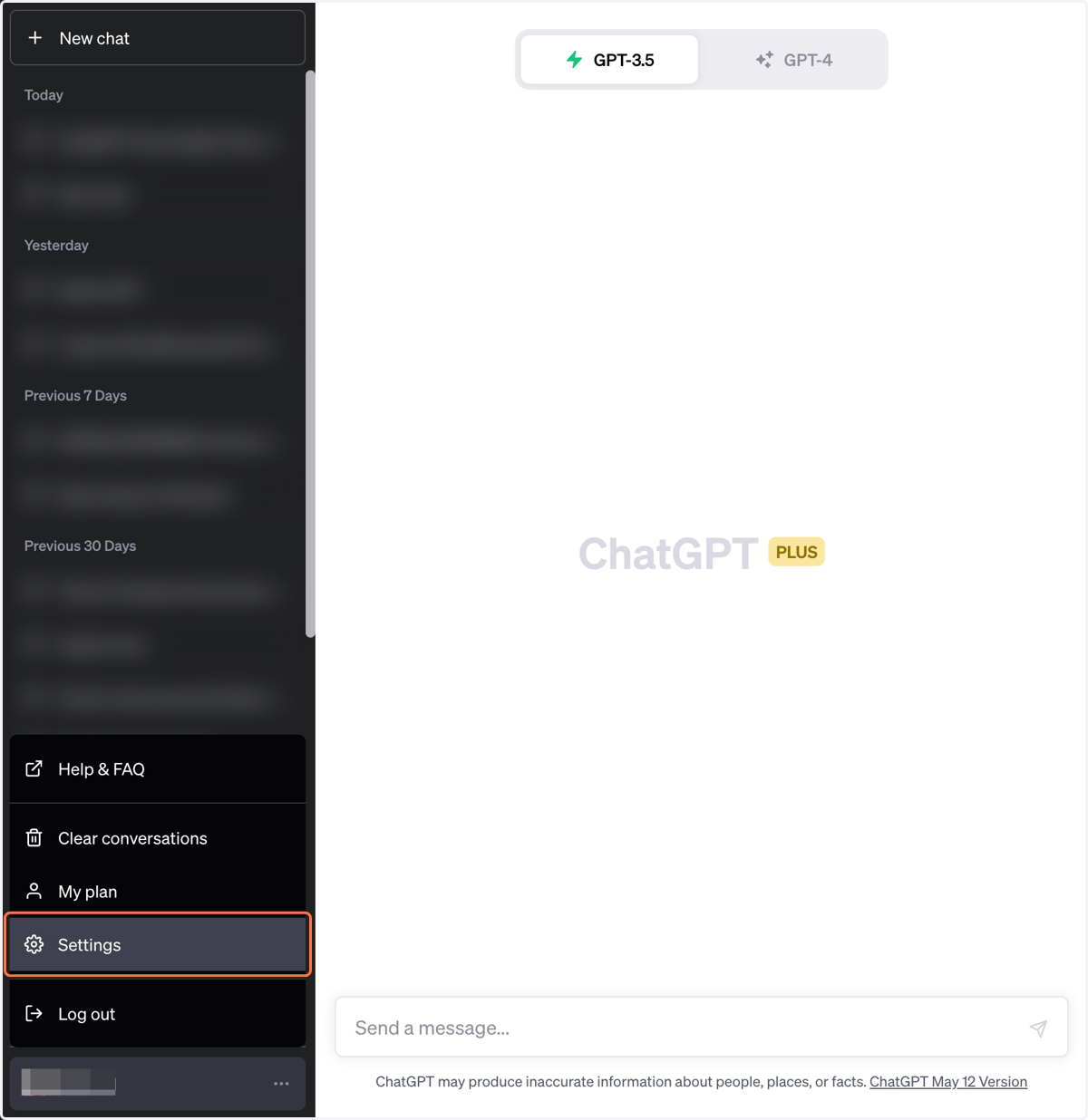 Click on Settings