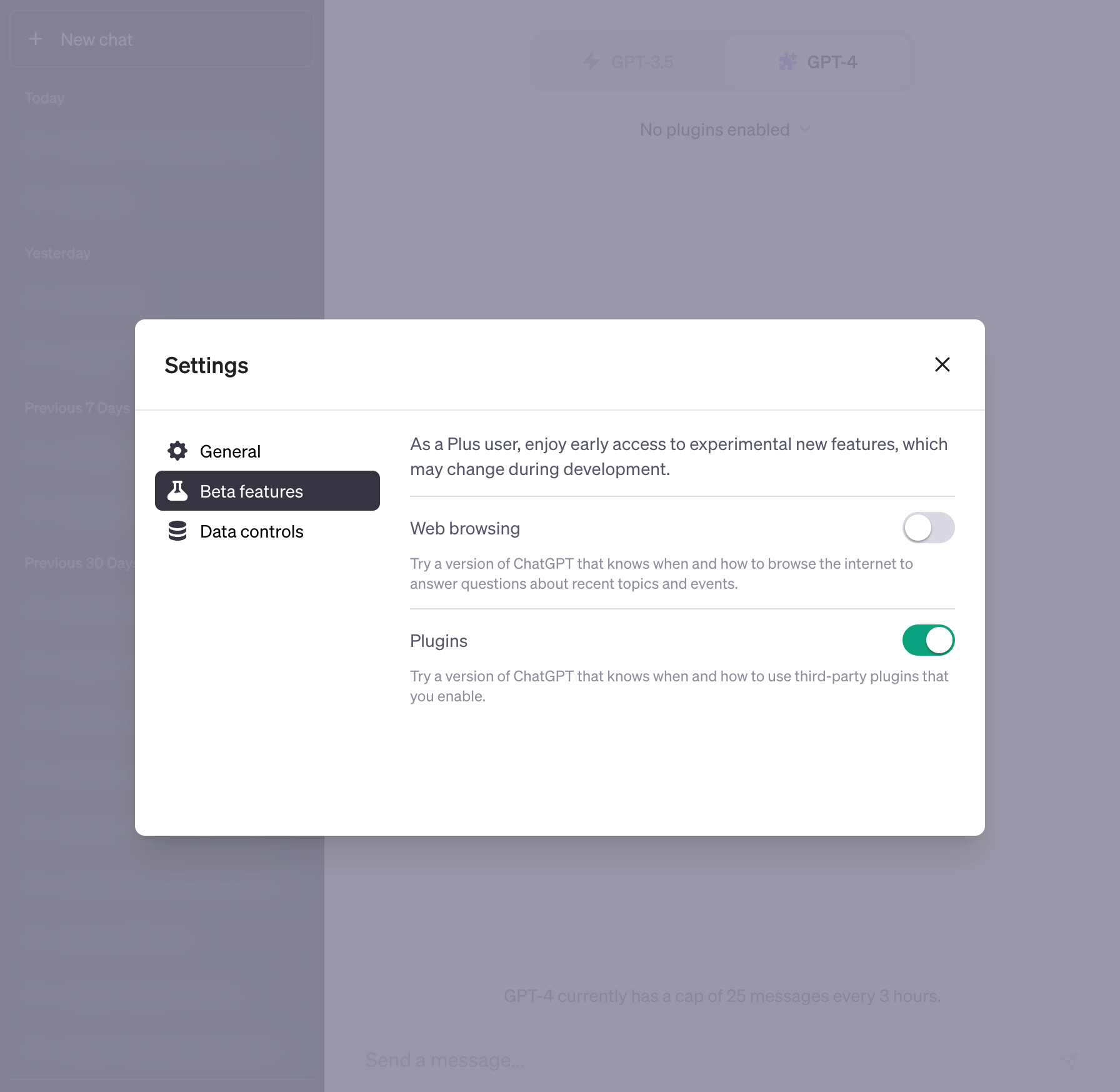 Toggle on Web browsing