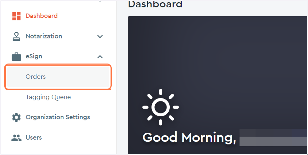 Click on the Orders option...