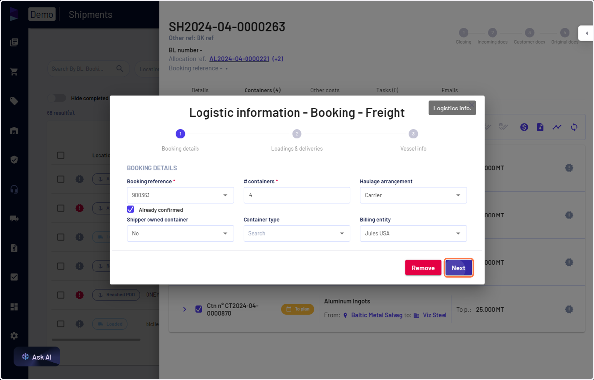 Fill in the detials and click on 'Next'