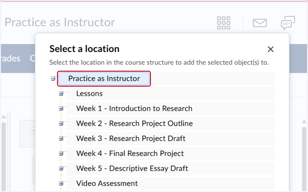 Click on the top item listed