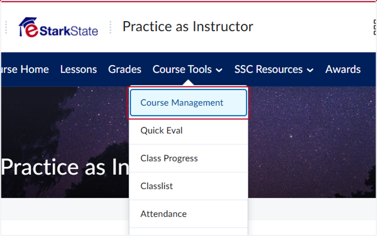 Click on Course Management