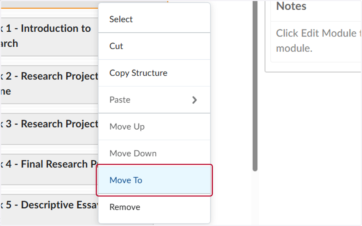 Click on Move To