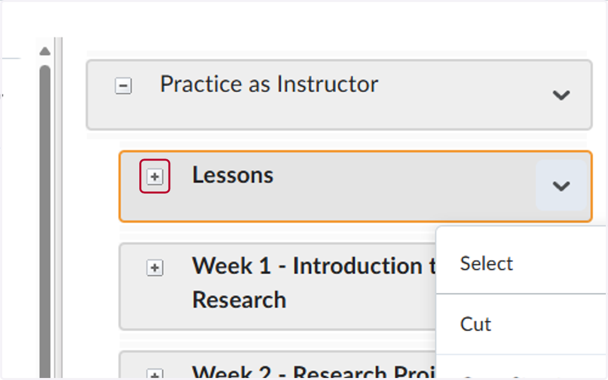 Click on the + beside Lessons