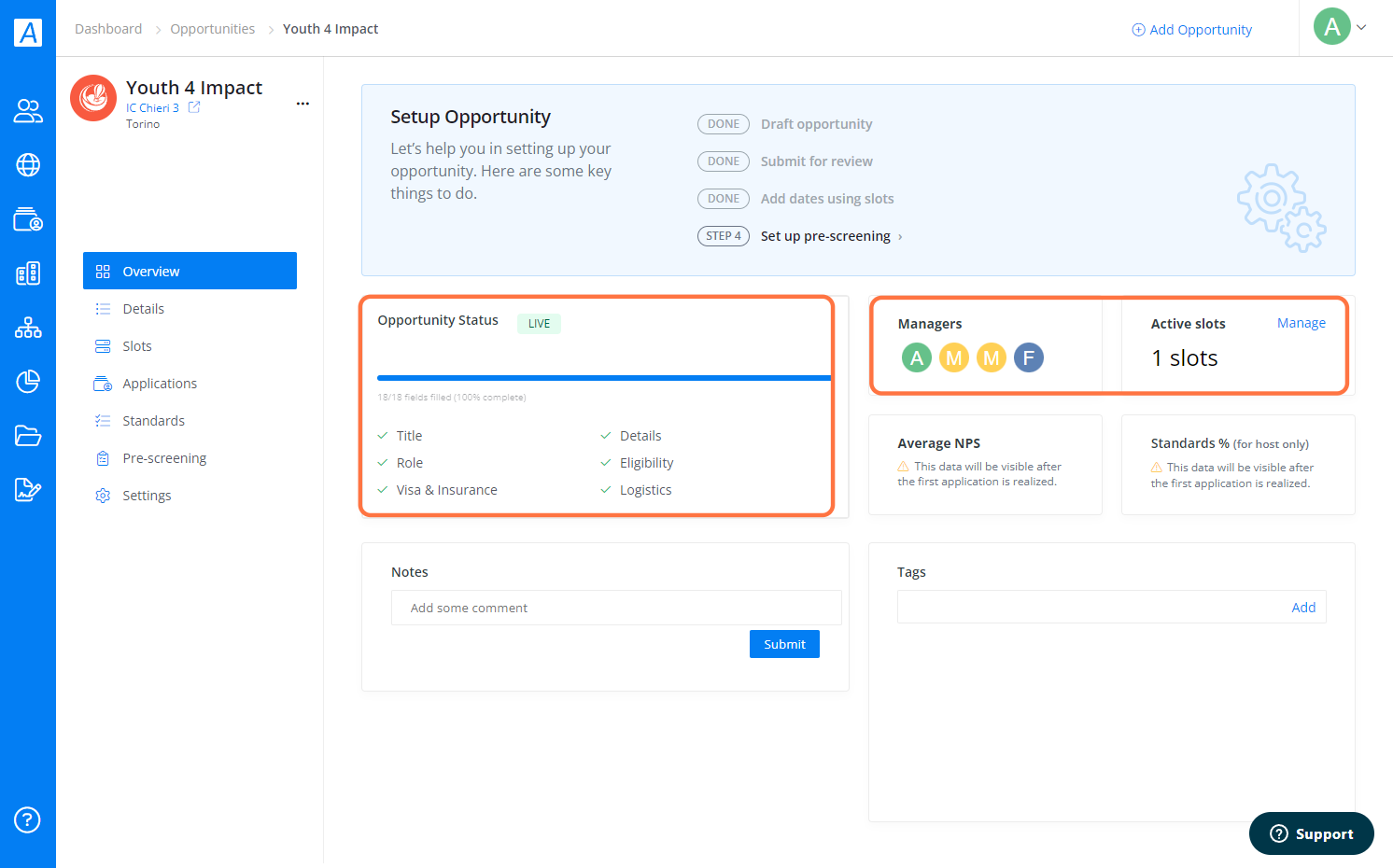 This is the Opportunity page.