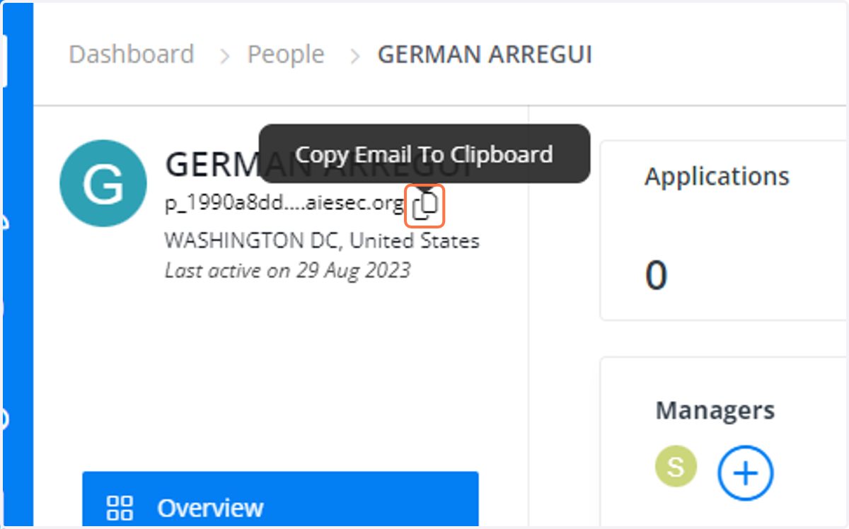 Click on this icon to Copy Email To Clipboard