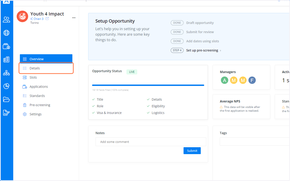 Go to The Opportunity Details Tab